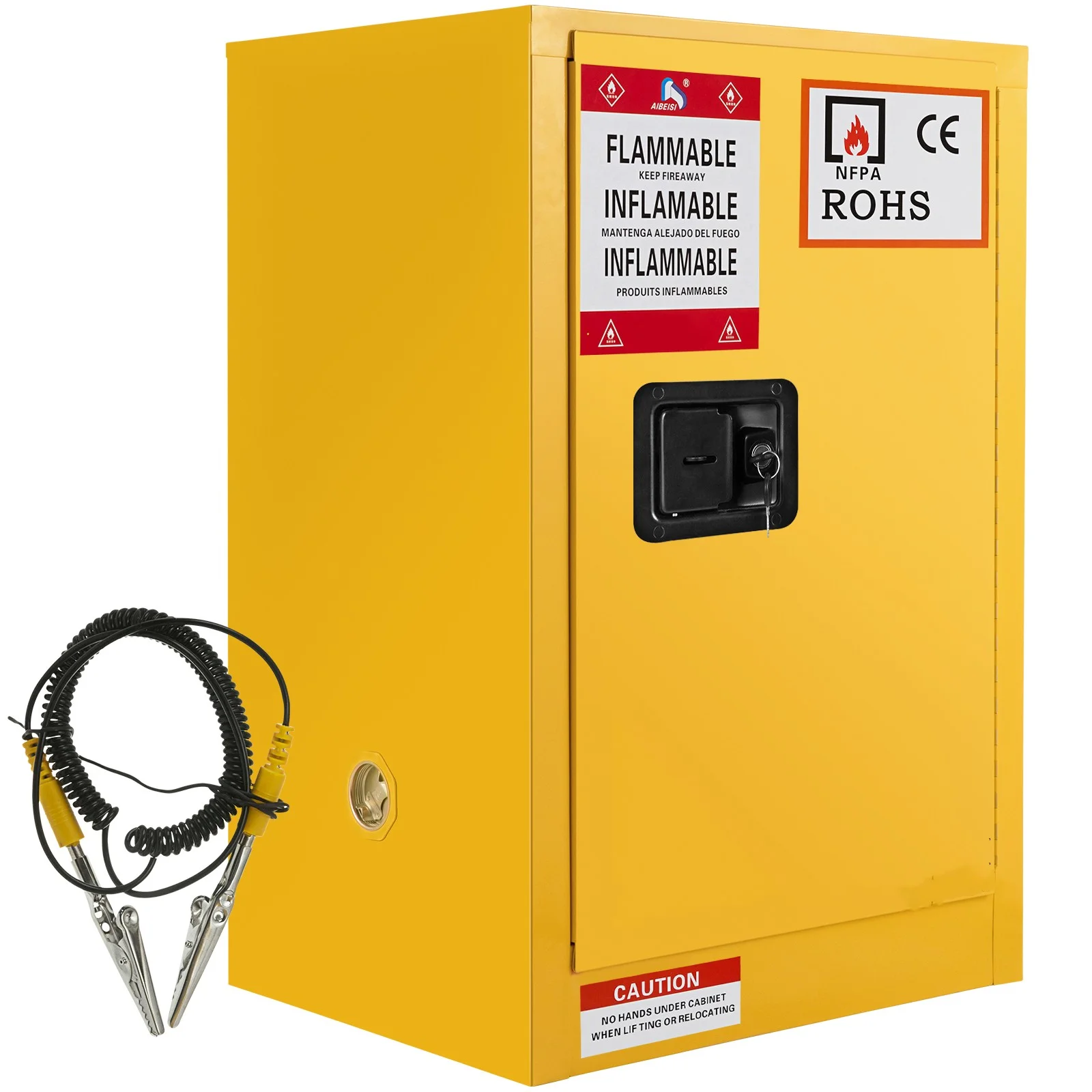 BENTISM Safety Cabinet for Flammable Liquids Single door and Manual Close Yellow Hazardous Storage 43 x 43 x 46CM - Image 17
