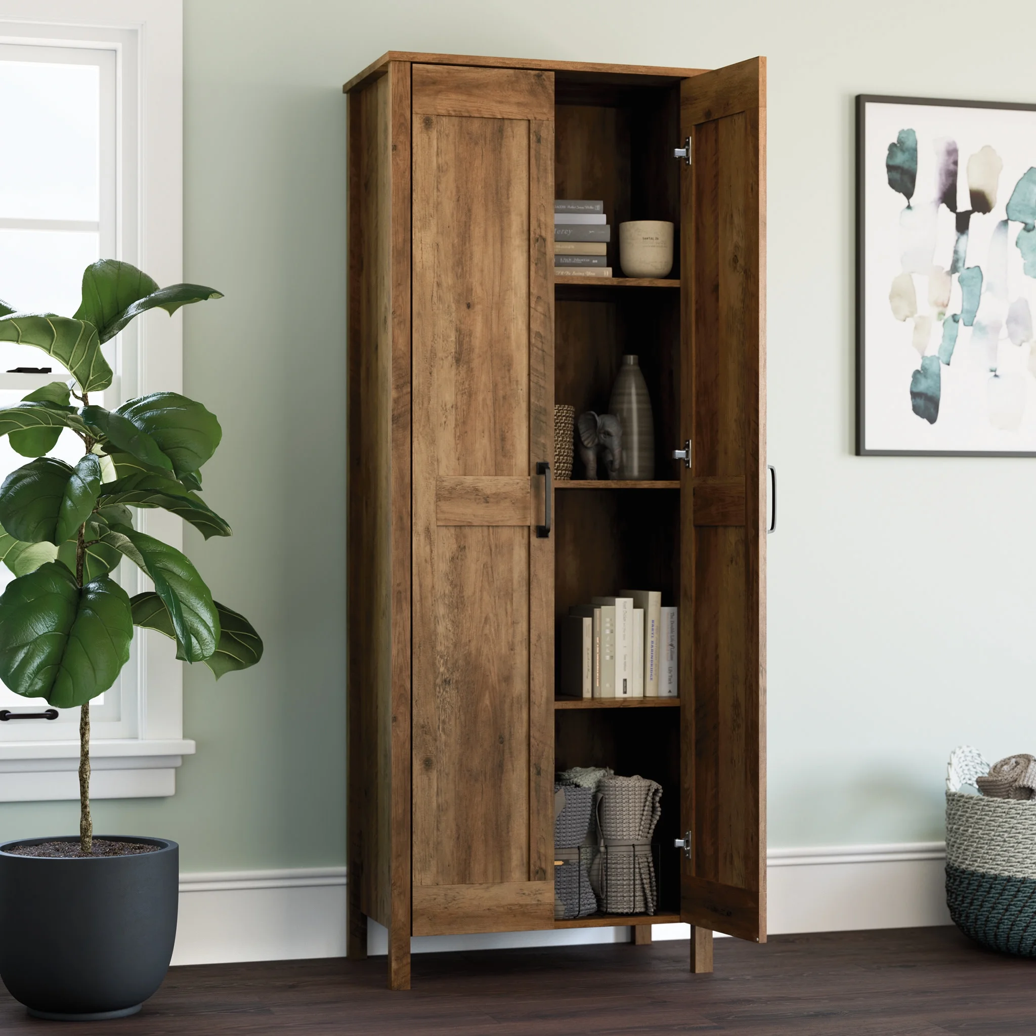 Sauder Two-Door Storage Cabinet, White Finish - Image 33