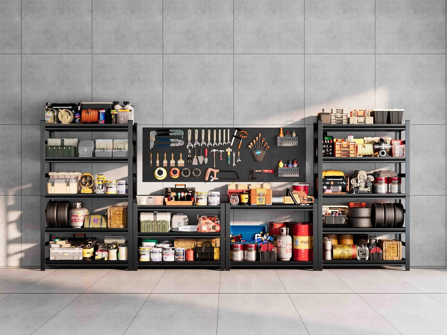 Garage Shelving 3500LBS Storage Shelves 5-Tier Adjustable Metal Shelving Units Garage Storage Shelves Heavy Duty for Industrial, Warehouse, Basement, Commercial, Black - Image 28