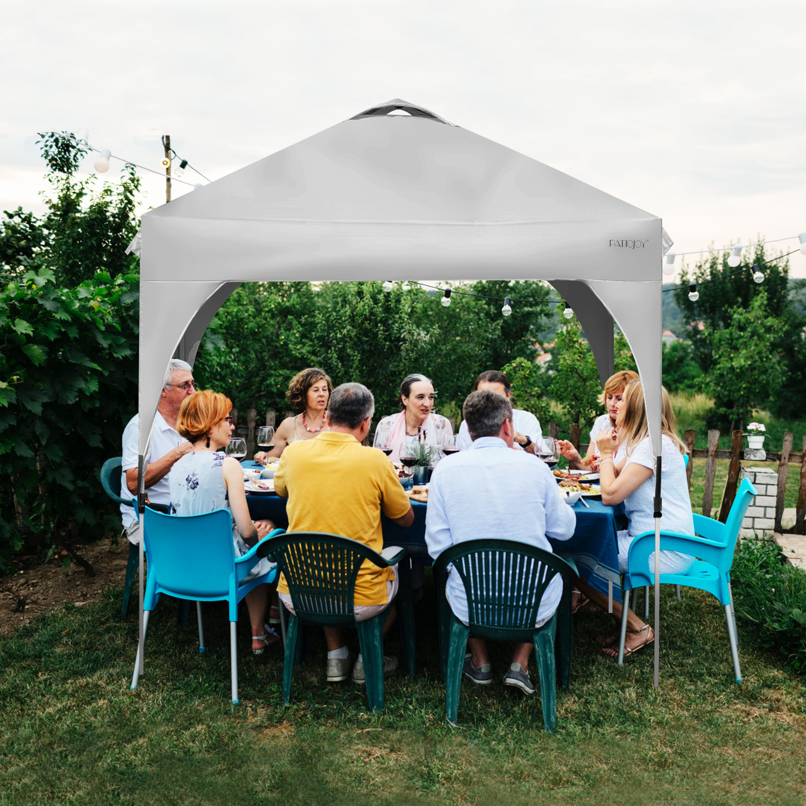 Patiojoy Pop-up Canopy Tent 6.6' x 6.6' Height Adjustable Commercial Instant Canopy w/ Portable Roller Bag White - Image 25
