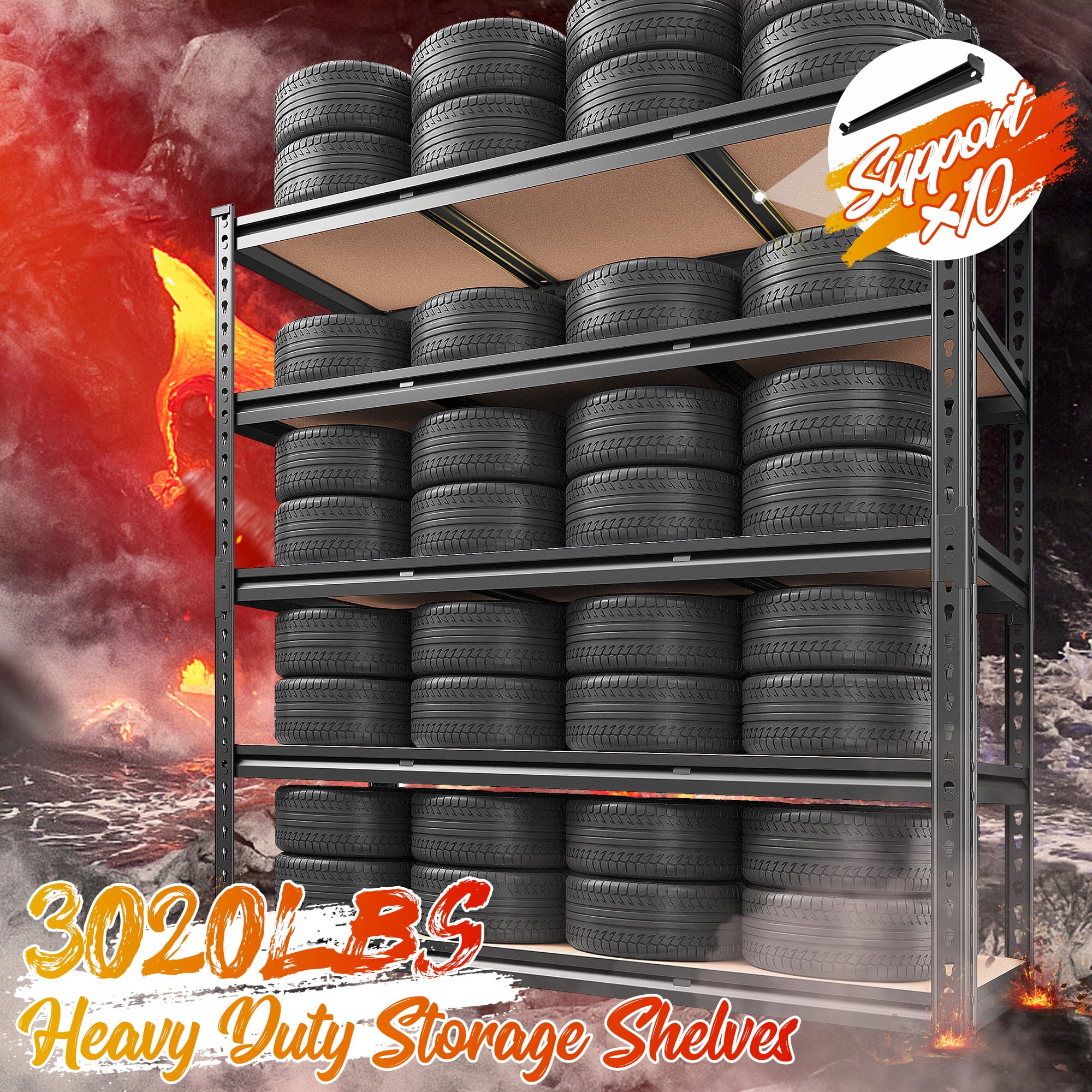 REIBII Adjustable Steel Heavy Duty Garage Storage Shelf,48"W x 24"D x 72"H,3020 LBS - Image 6