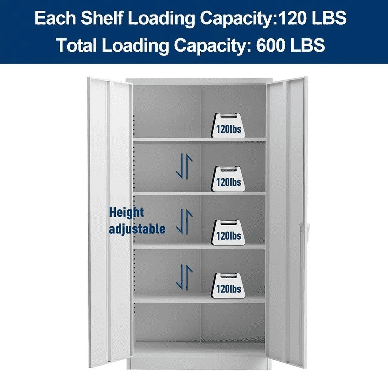 GAEANET 2 Door Metal Storage Cabinet with 5 Adjustable Shelves &Pegboard, 71" H-32" W-16" D Locking Steel Garage Cabinet, for Garage,Office,Home,Gym,School, File Cabinet,Assembly Required, Black - Image 75