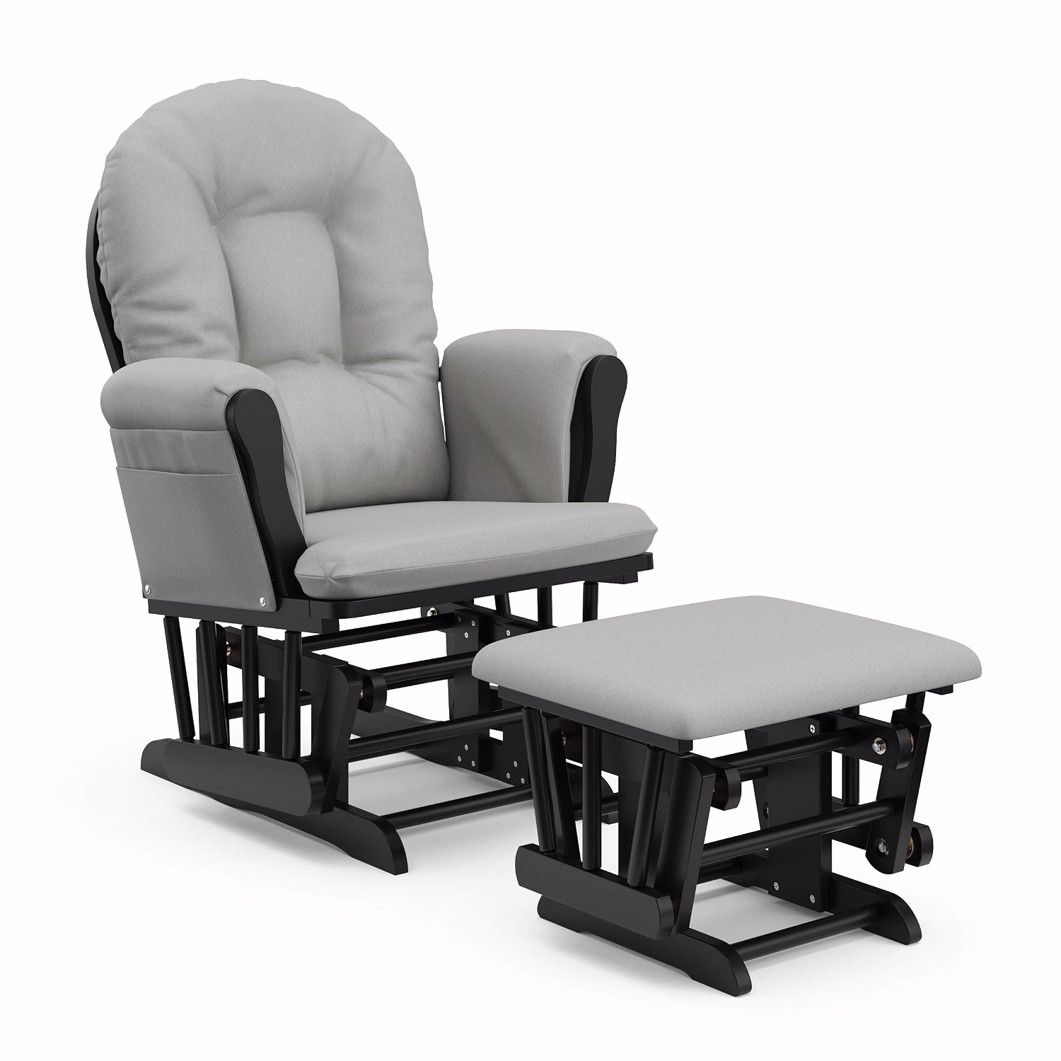 Premium Hoop Glider & Ottoman, Espresso/Gray - Image 14