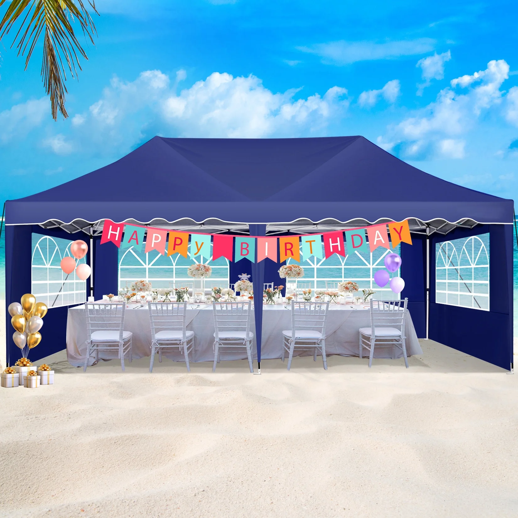 HOTEEL Canopy 10'x20' Pop Up Canopy Tent Heavy Duty Waterproof Adjustable Commercial Instant Canopy Outdoor Party Canopy Parties,Wedding,Outside Patio,Event,Backyard,White - Image 51