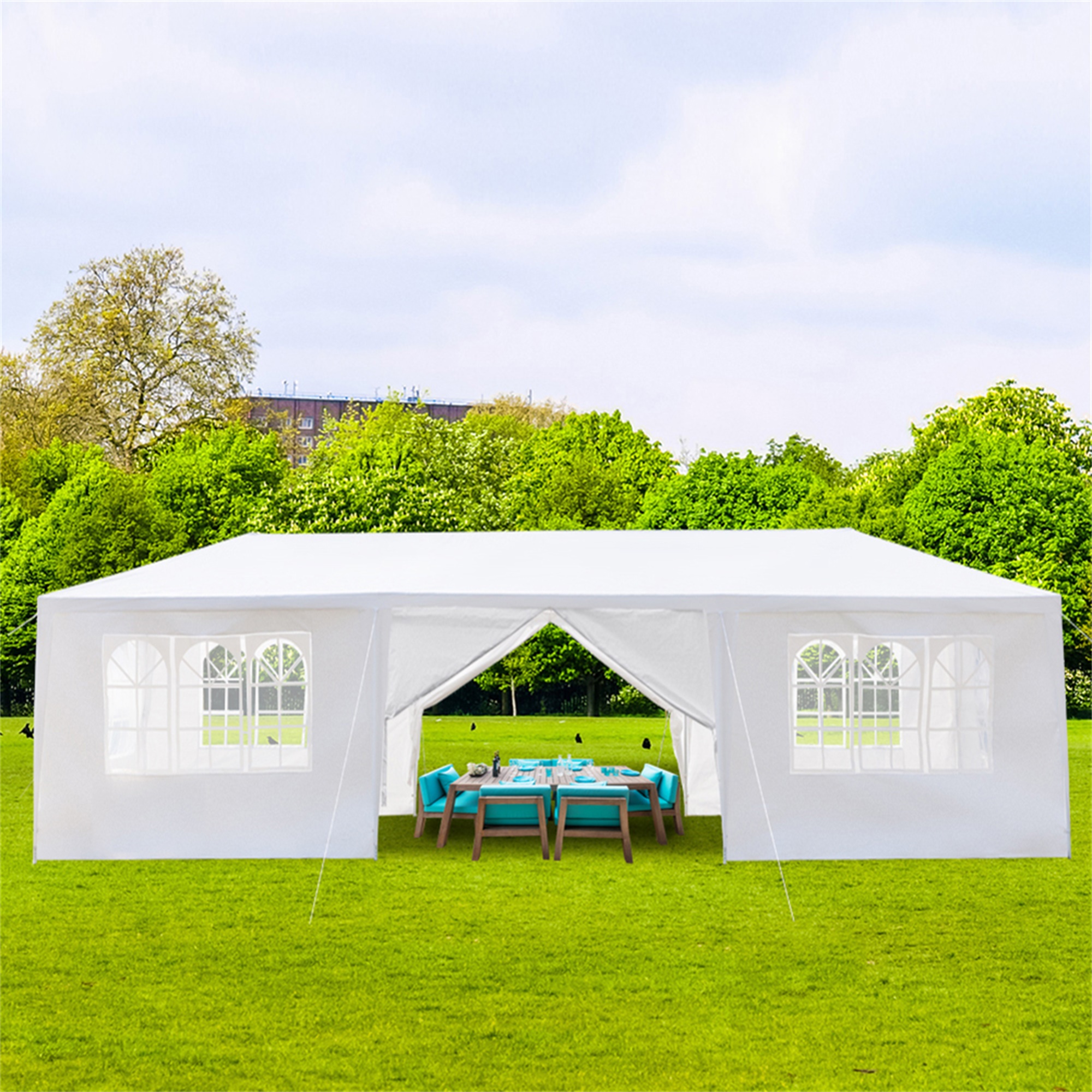 Kadyn 10'x30' Outdoor Party Tent with 8 Removable Sidewalls, Waterproof Canopy Patio Wedding Canopy, White - Image 7