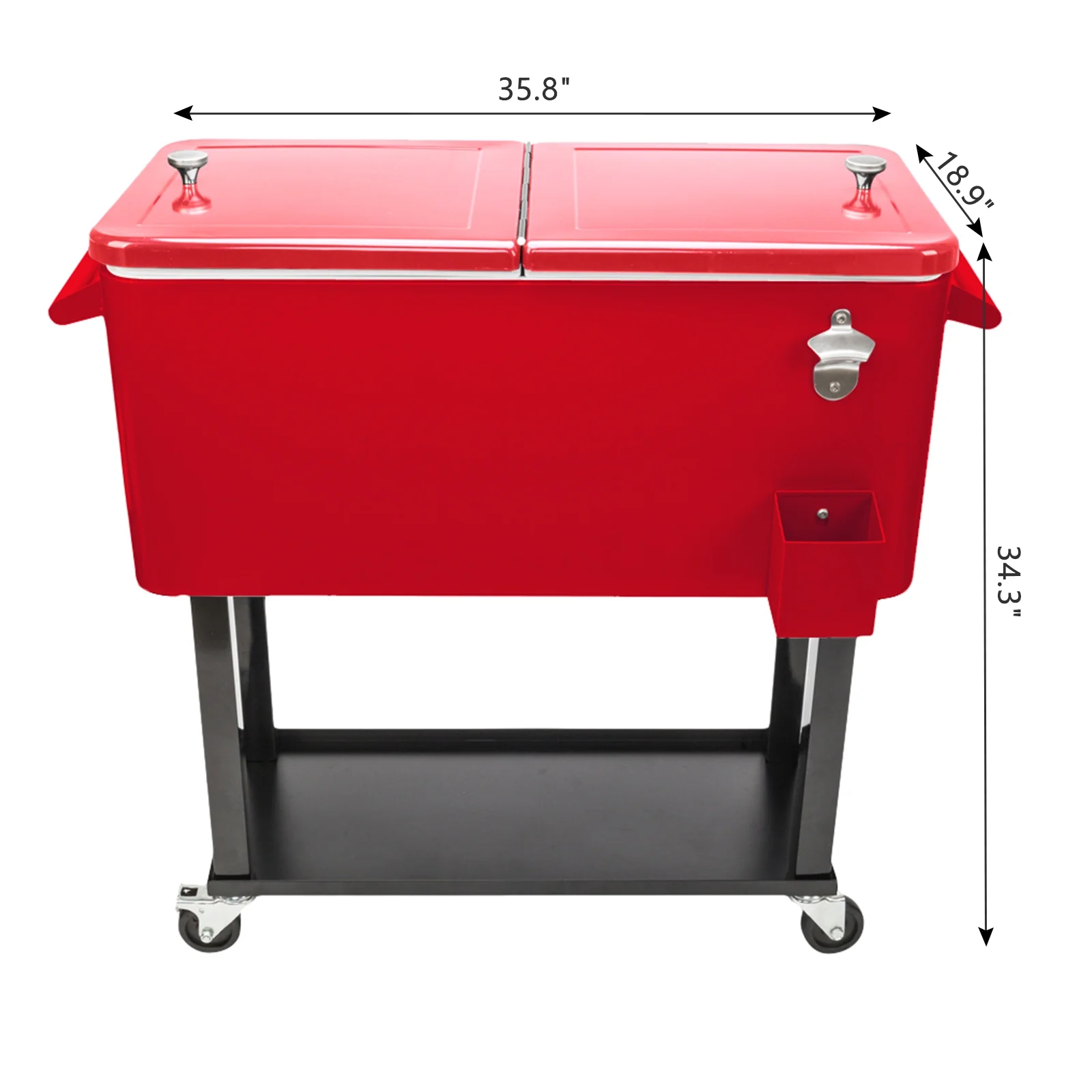 EasingRoom Iron Spray Plastic Patio Cooler Cart with Tray Cooler with Shelf Green - Image 24