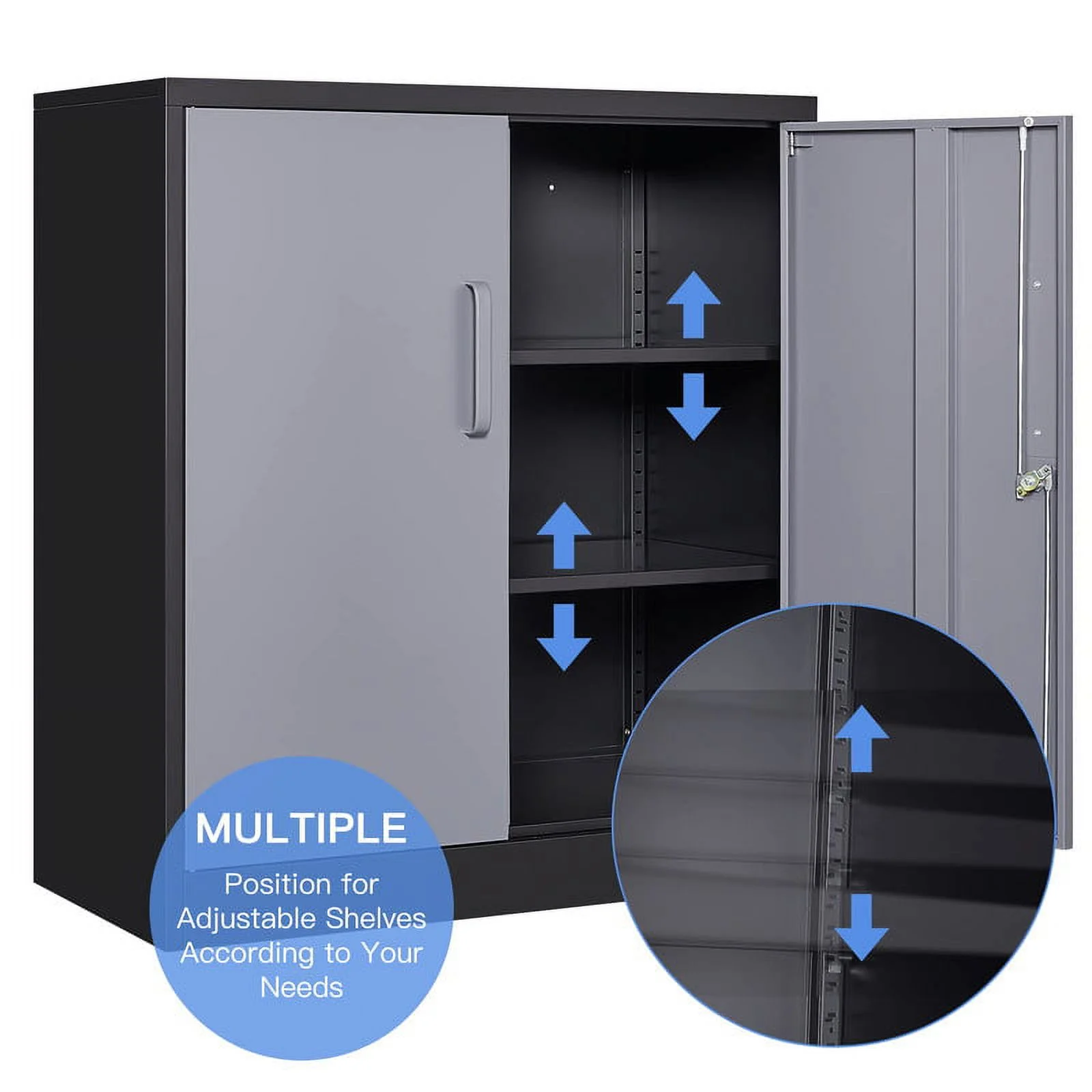 MIIIKO 71" Metal Storage Locker Metal Garage Locker Cabinets with Locking Door and 4 Adjustable Shelves, Steel Classic Storage Cabinet for Home, School, Office, Garage - Image 34