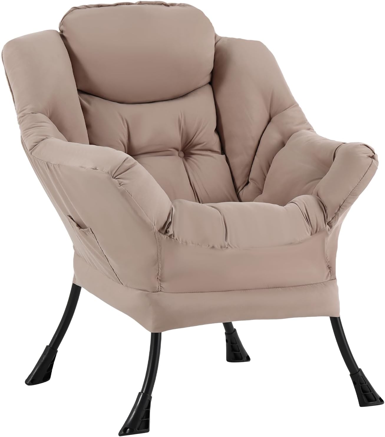 Lazy Chair with Ottoman, Reading Chair with Footrest, Jet Black - Image 3