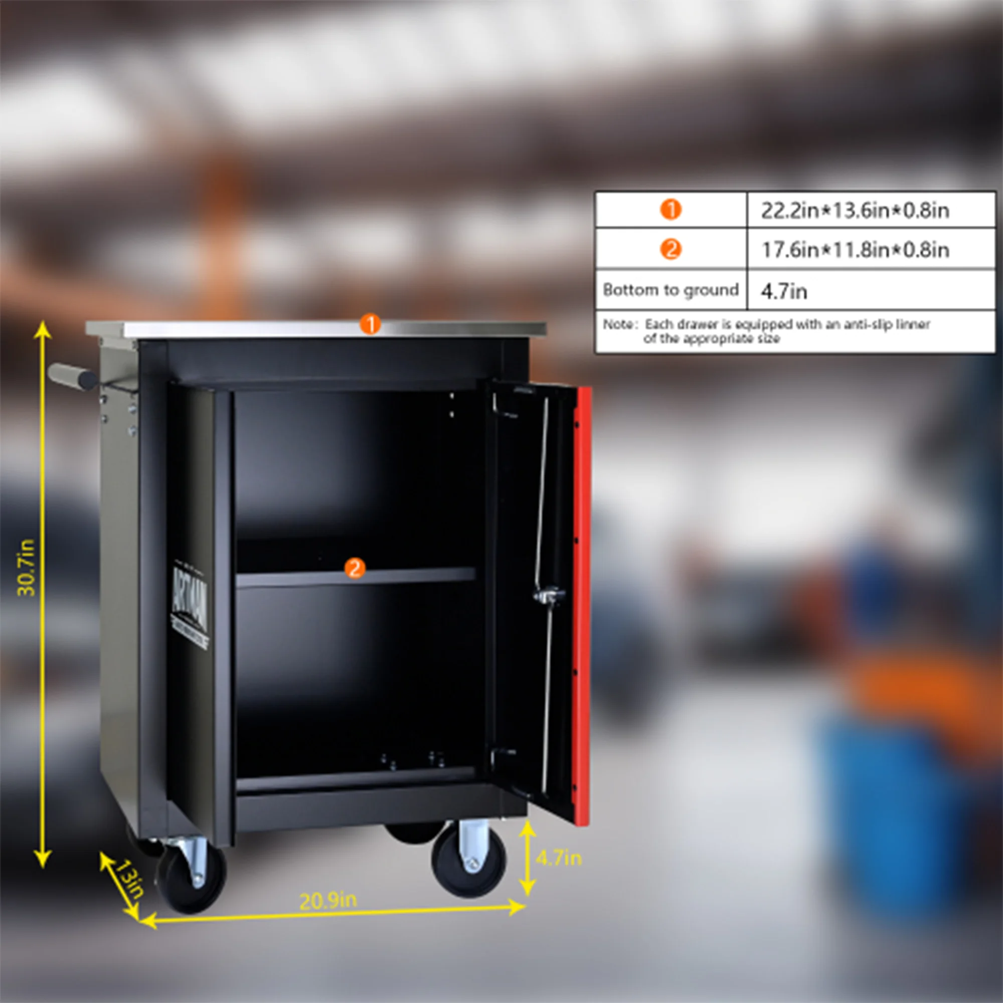 ARTMAN 6 Drawers Metal Rolling Storage Tool Chest Cabinet Cart with Wheels,with Key Locking and Parking Brake, Tool Box for Garage Workshop Warehouse - Image 27