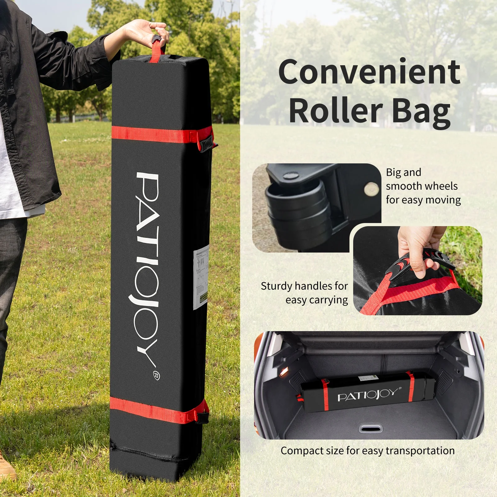 Patiojoy Pop-up Canopy Tent 6.6' x 6.6' Height Adjustable Commercial Instant Canopy w/ Portable Roller Bag White - Image 9