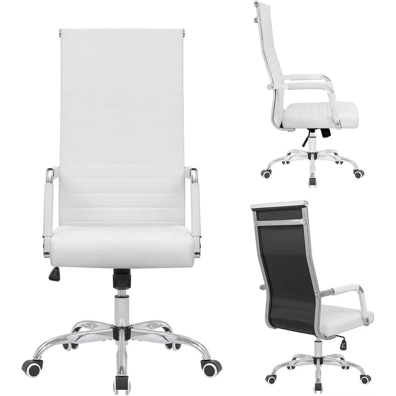 Ribbed High Back Office Chair, Ergonomic Conference Desk Chair for Home Office, Meeting Room and Workspace - Image 12