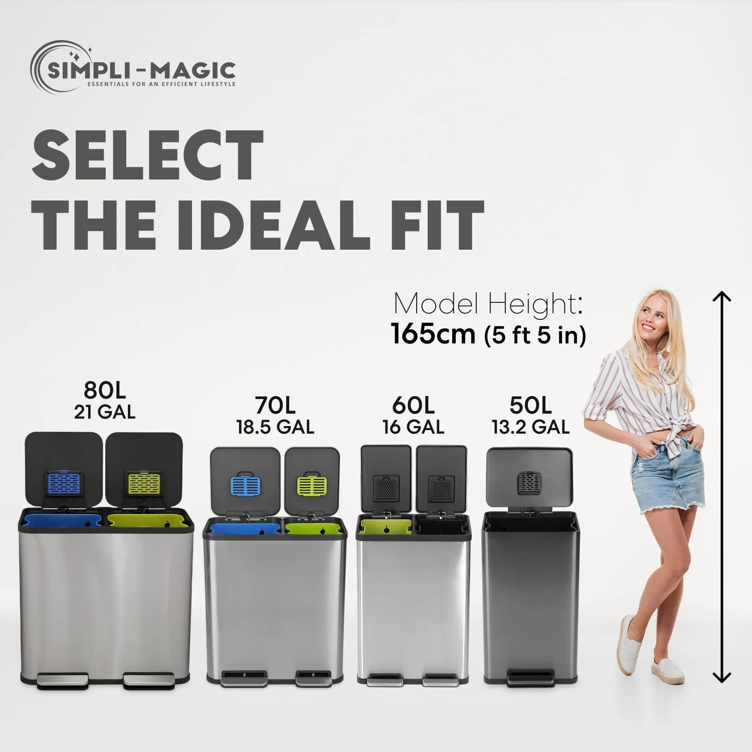 13.2 Gallon Step Trash Can, Hands-Free Kitchen Garbage Bin with Odor Control - Image 4