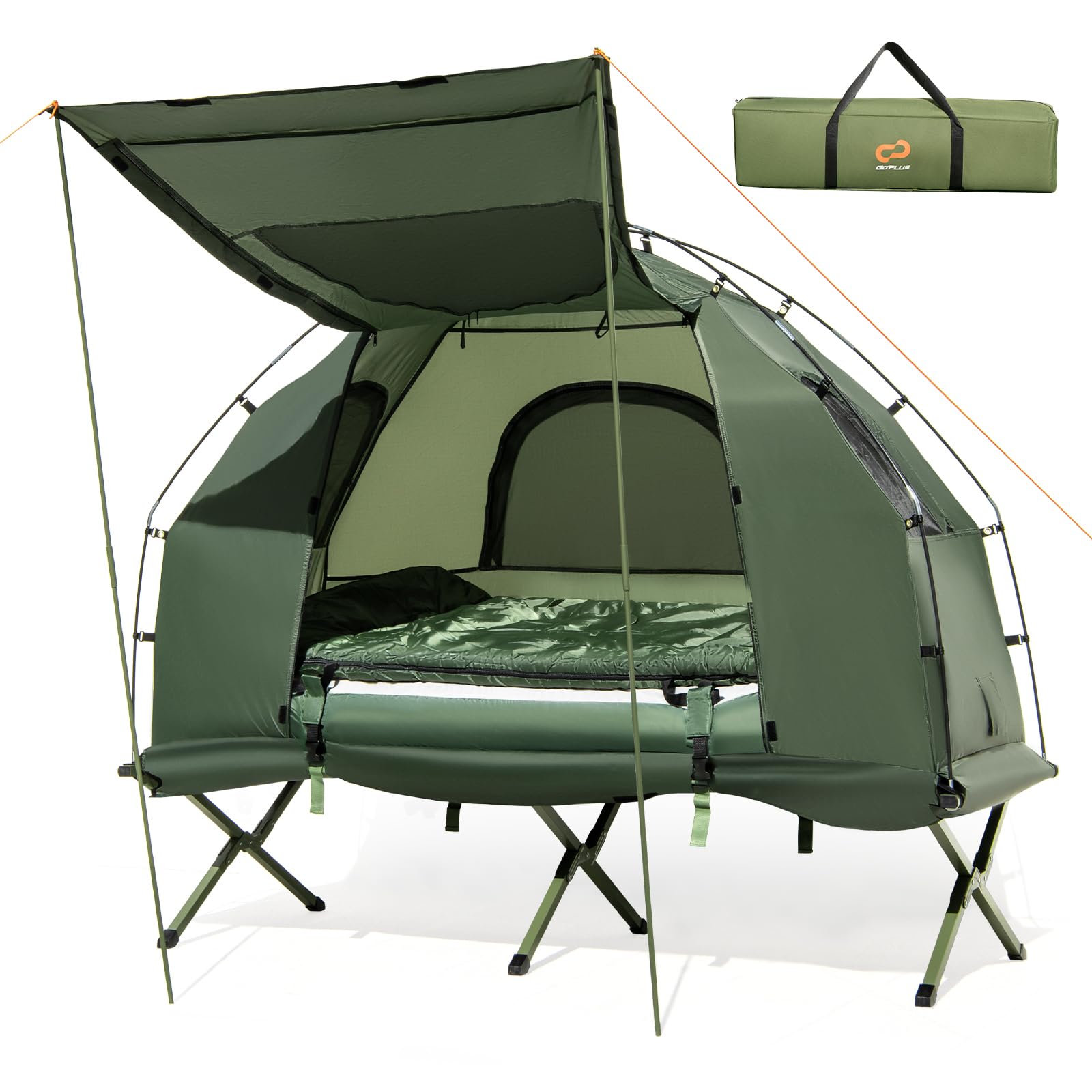 5-in-1 Camping Tent Cot with Air Mattress, Pillow, Sleeping Bag, Waterproof Elevated Folding Bed - Image 2