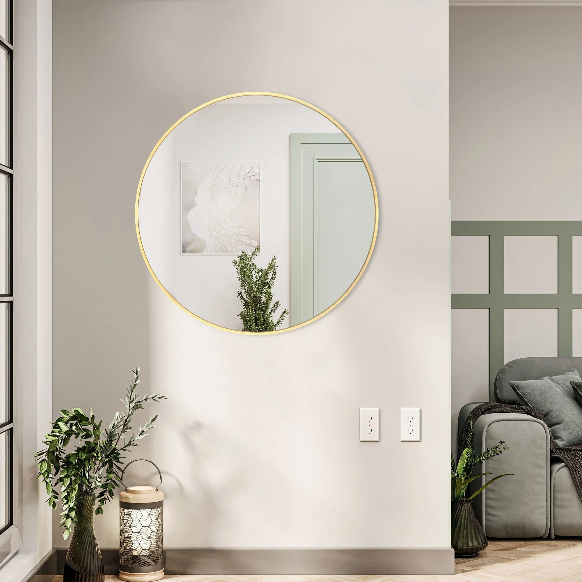 Modern Round Bathroom Vanity Mirror, Wall Mounted Circular Mirror for Bathroom, Bedroom and Home Decor - Image 55