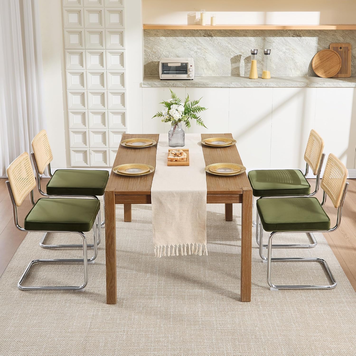 Natural Rattan Dining Chairs Set of 2, Modern Cesca Kitchen Chair - Image 24