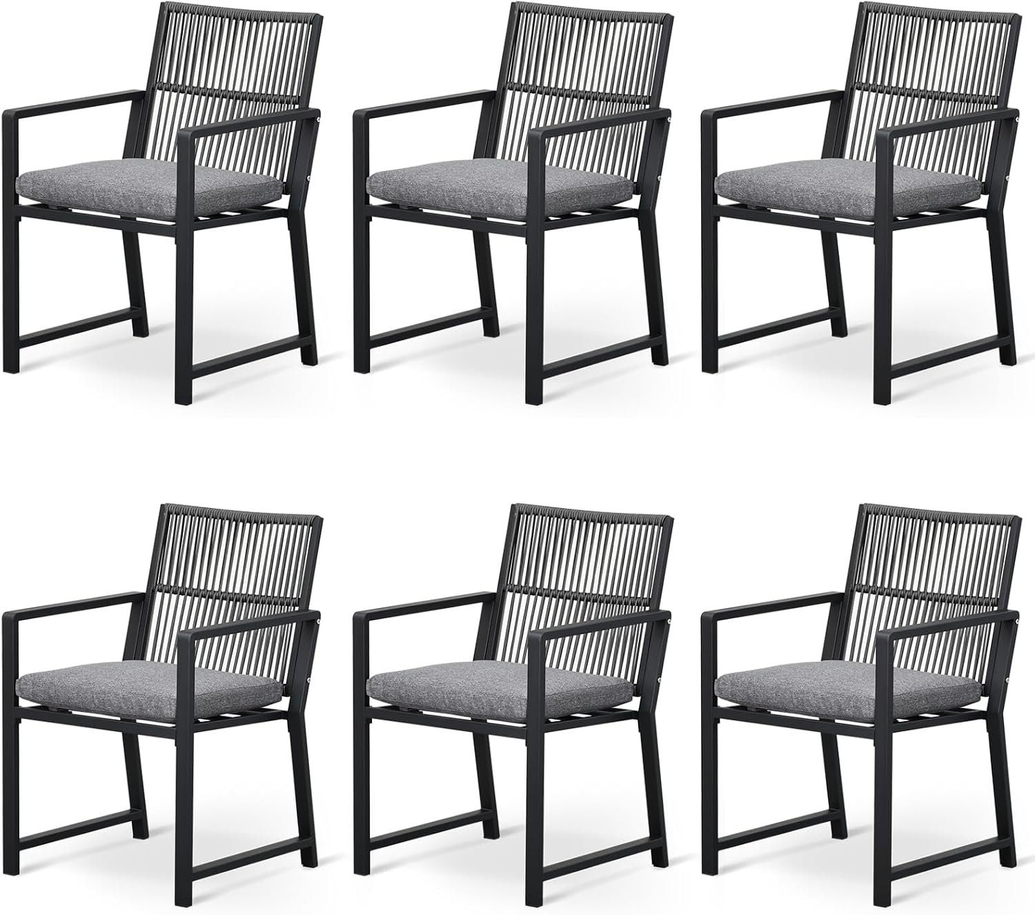 Outdoor HDPE Patio Dining Chairs ,400Lbs,Black,Set of 2 - Image 3