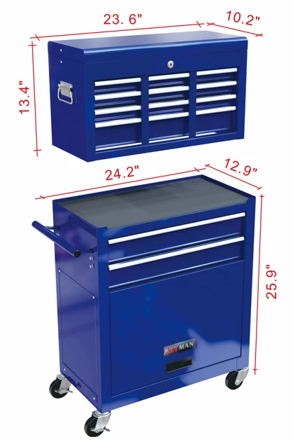8-Drawer Rolling Tool Chest with Wheels, High Capacity Tool Storage Removable Tool Box Combo, Tool Storage Cabinet with Lockable Drawers, Toolbox for Workshop and Mechanics Garage, Blue - Image 8