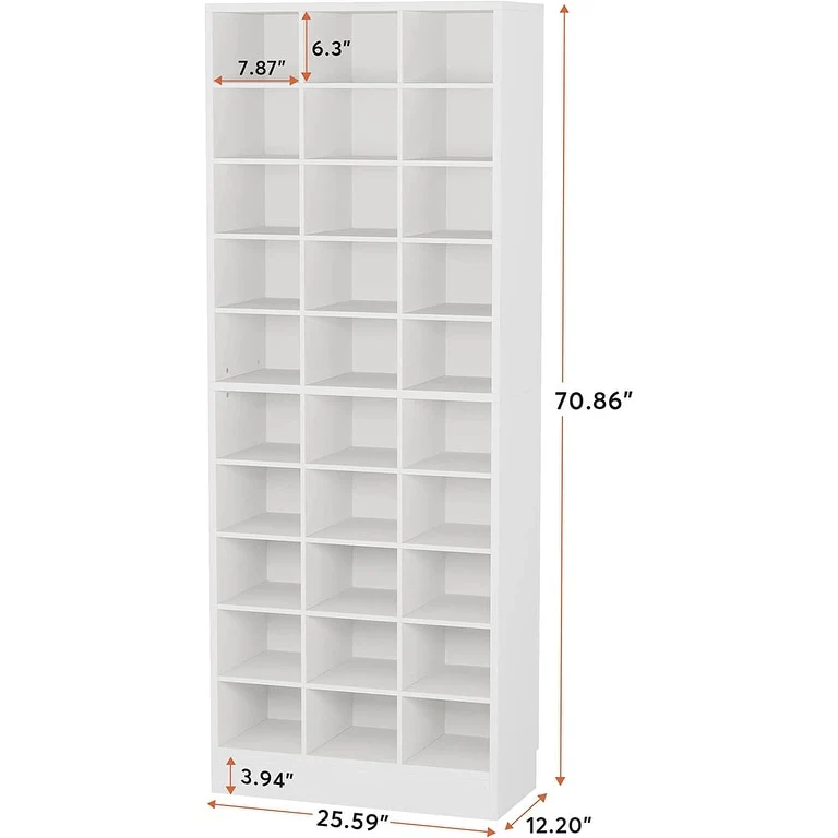 10-Tier Tall Shoe Cabinet, 30-Pair White Wood Shoe Storage Rack for Entryway and Closet - Image 24