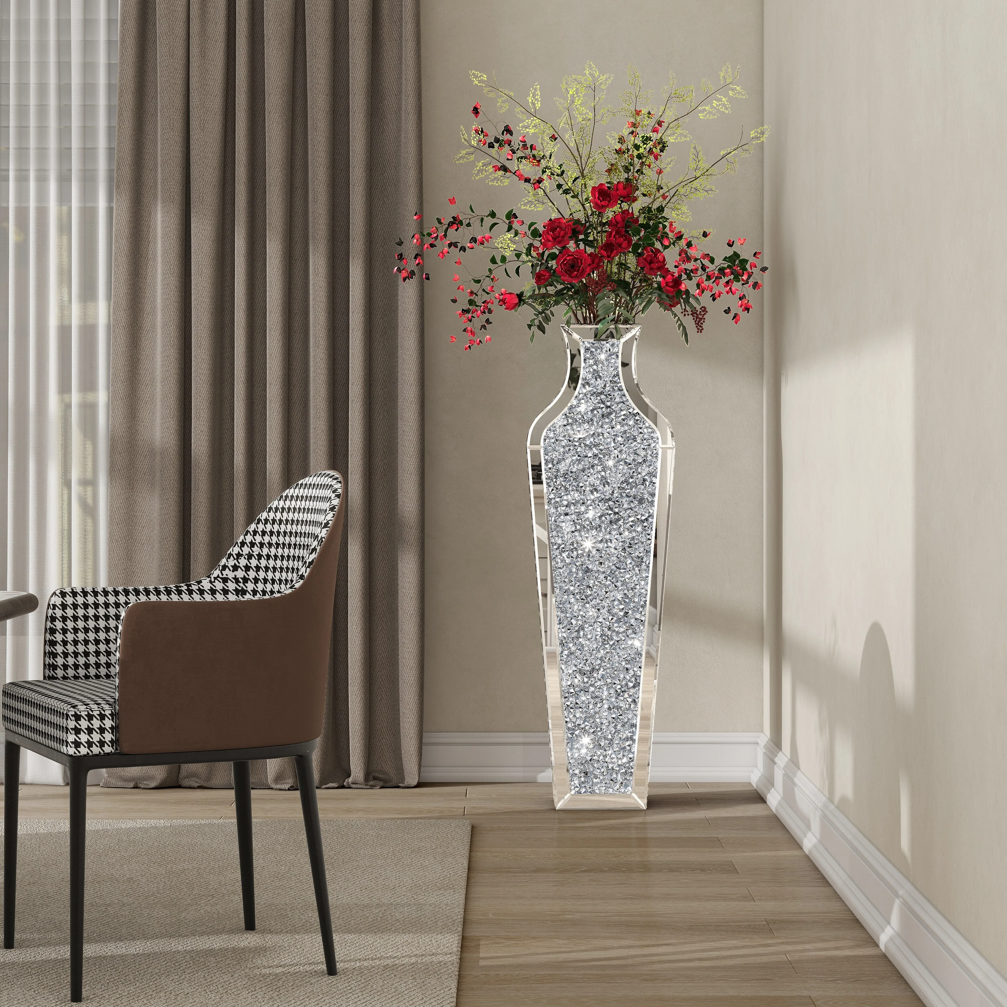 Tall Crushed Diamond Floor Vase, Luxury Decorative Crystal Accent Vase for Living Room, Bedroom and Home Decor - Image 22