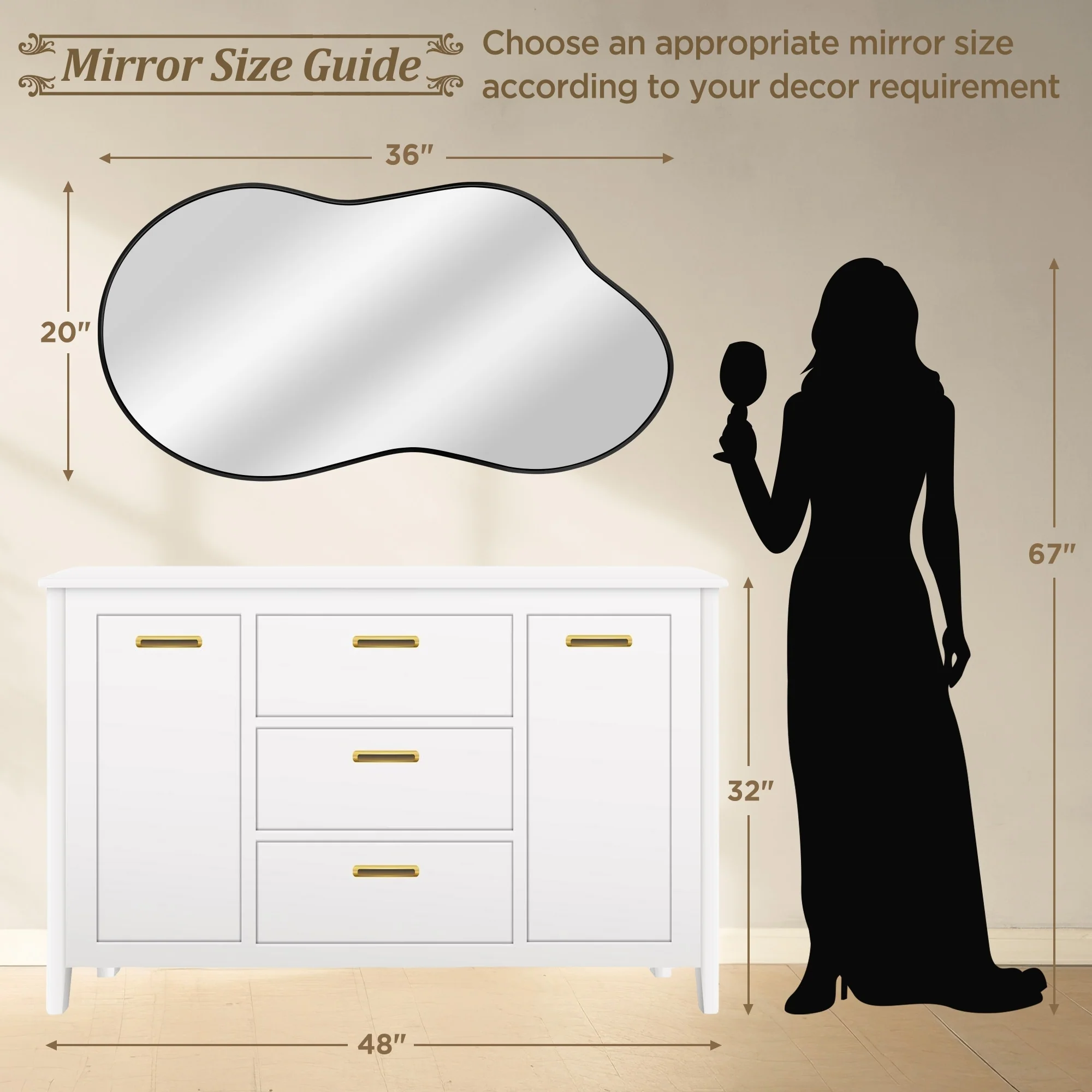 Asymmetrical Irregular Wall Mirror, Modern Decorative Accent Mirror for Living Room, Bedroom and Entryway - Image 31