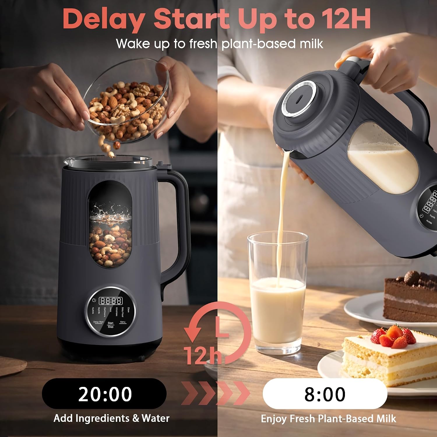 Nut Milk Maker Machine, Automatic Soy Milk Maker, Small Countertop Blender - Image 5