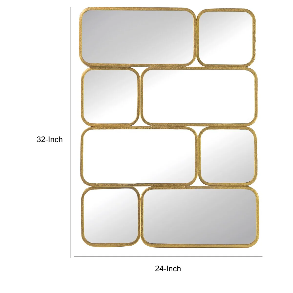 32 Inch Luxury Wall Decor Mirror, 8 Gold Finish Curved Metal Frames - Image 5
