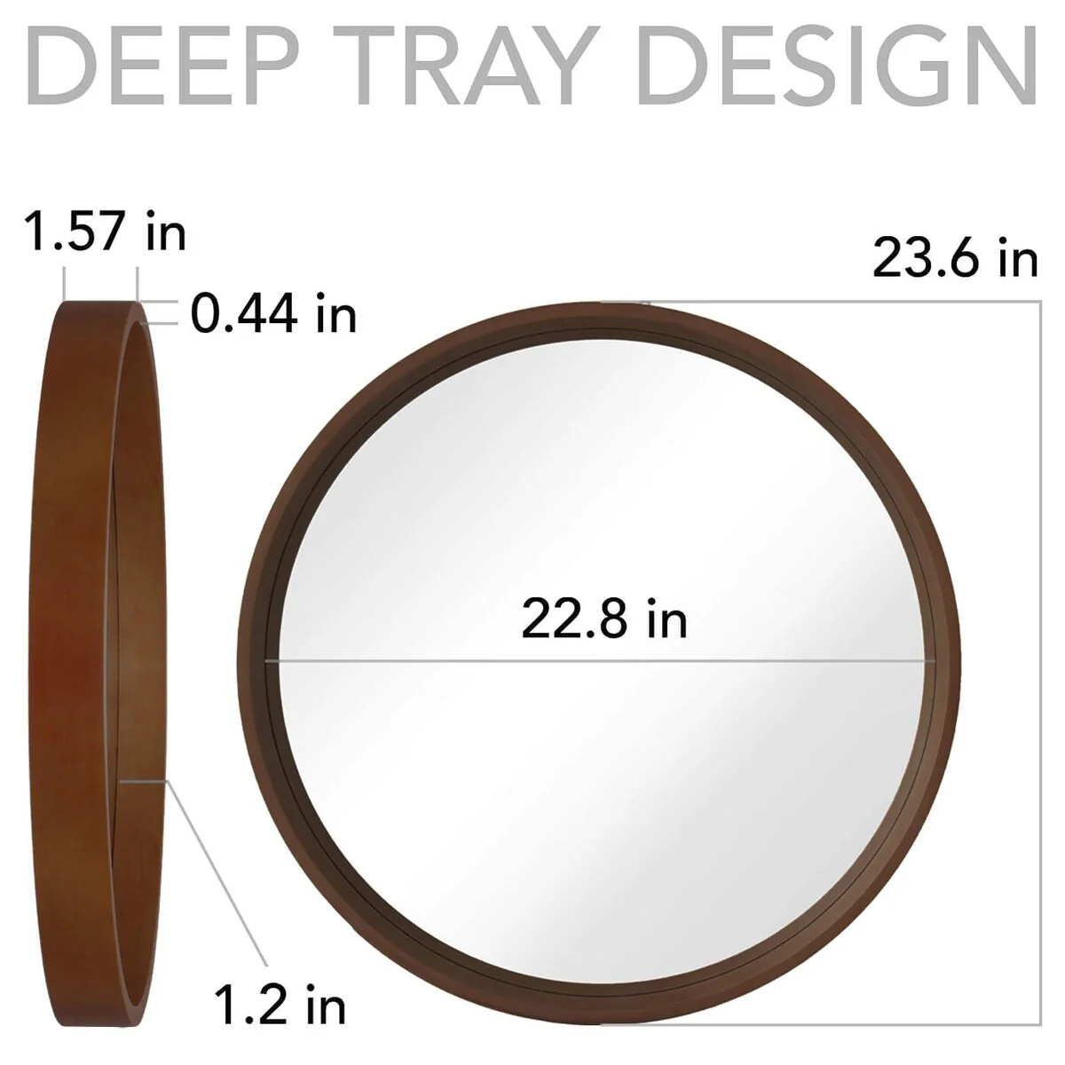 Classic Farmhouse Round Wall Mirror, Wooden Frame Decorative Accent Mirror for Living Room, Bedroom and Entryway - Image 76
