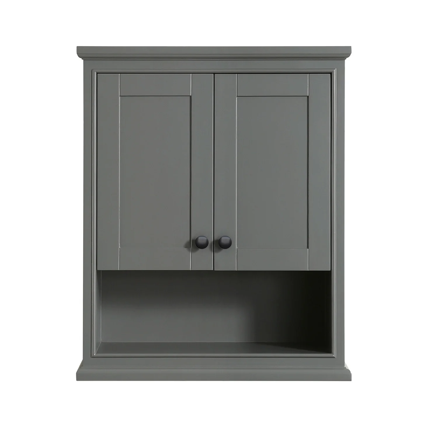 Wyndham Collection Deborah Over-the-Toilet Bathroom Wall-Mounted Storage Cabinet in Dark Gray with Matte Black Trim - Image 2