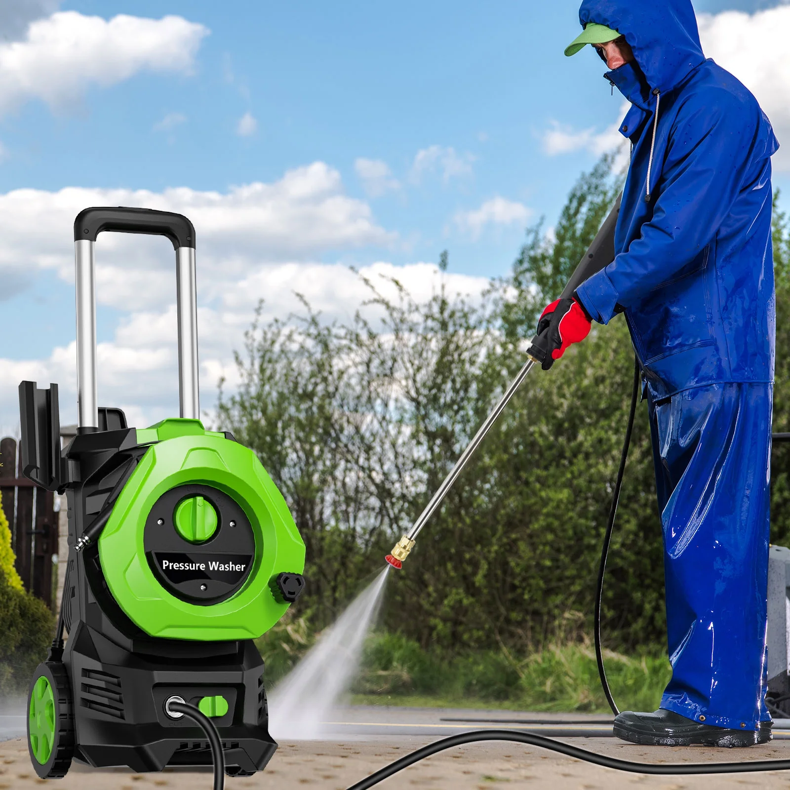 Electric Pressure Washer 4800PSIMax 2.9GPM Pressure Washer with 25 Ft Hose, 16.4 Ft Power Cord, Soap Tank Car Wash Machine Blue Ideal Cleaning for pool, Car, Patio - Image 14