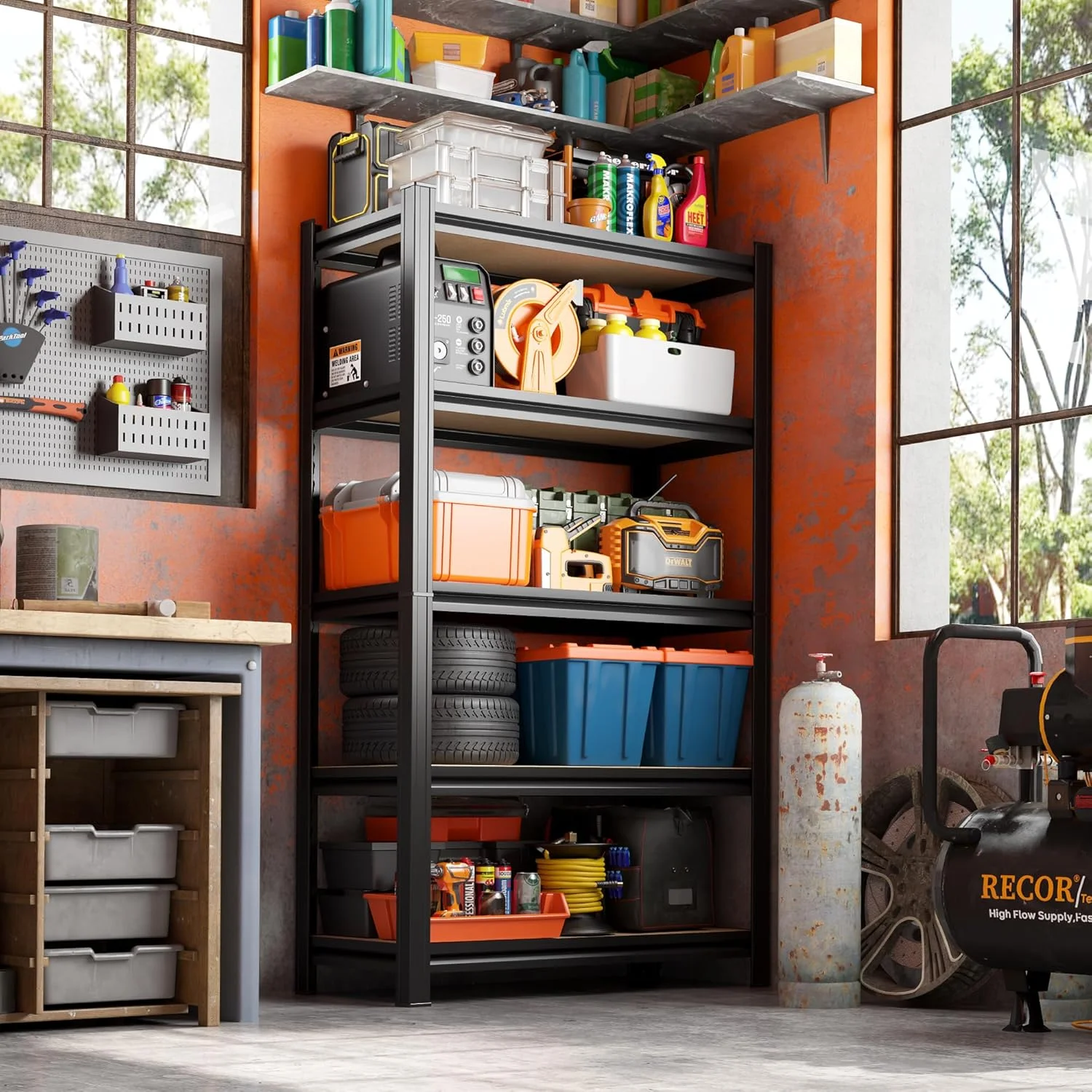 Garage Shelving Heavy Duty Storage Racks Easy to Assemble 5 Tier Adjustable Metal Shelving Racks Garage Storage Racks for Garages,Basements and Warehouses (12" D x 30" W x 57.5" H) - Image 7