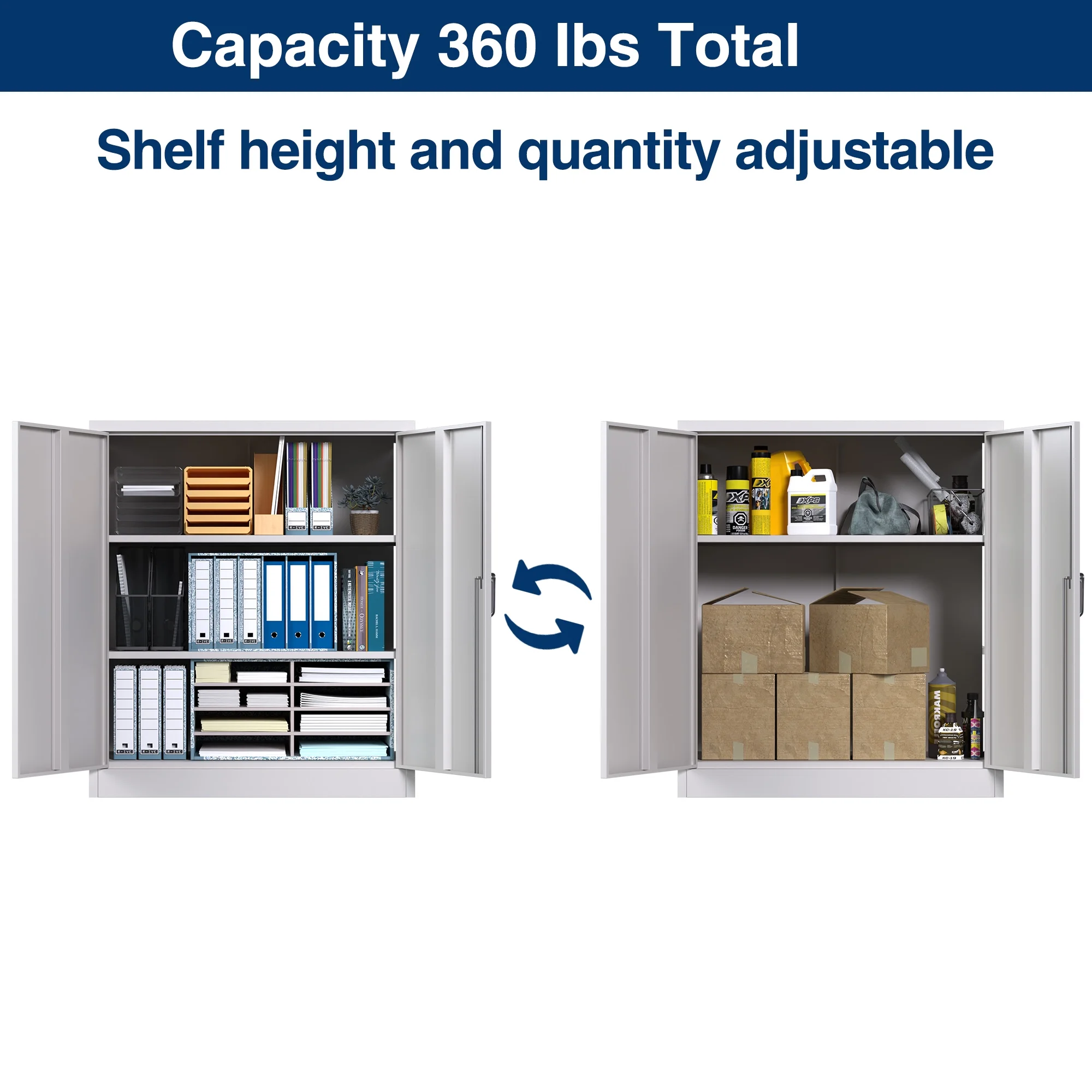 Aobabo Metal Storage Cabinet with Lock & Pegboard,Garage Storage Cabinet with 5 Adjustable Shelves,Tool Storage Cabinets for Home Office Garage,Assembly Required,Black - Image 61