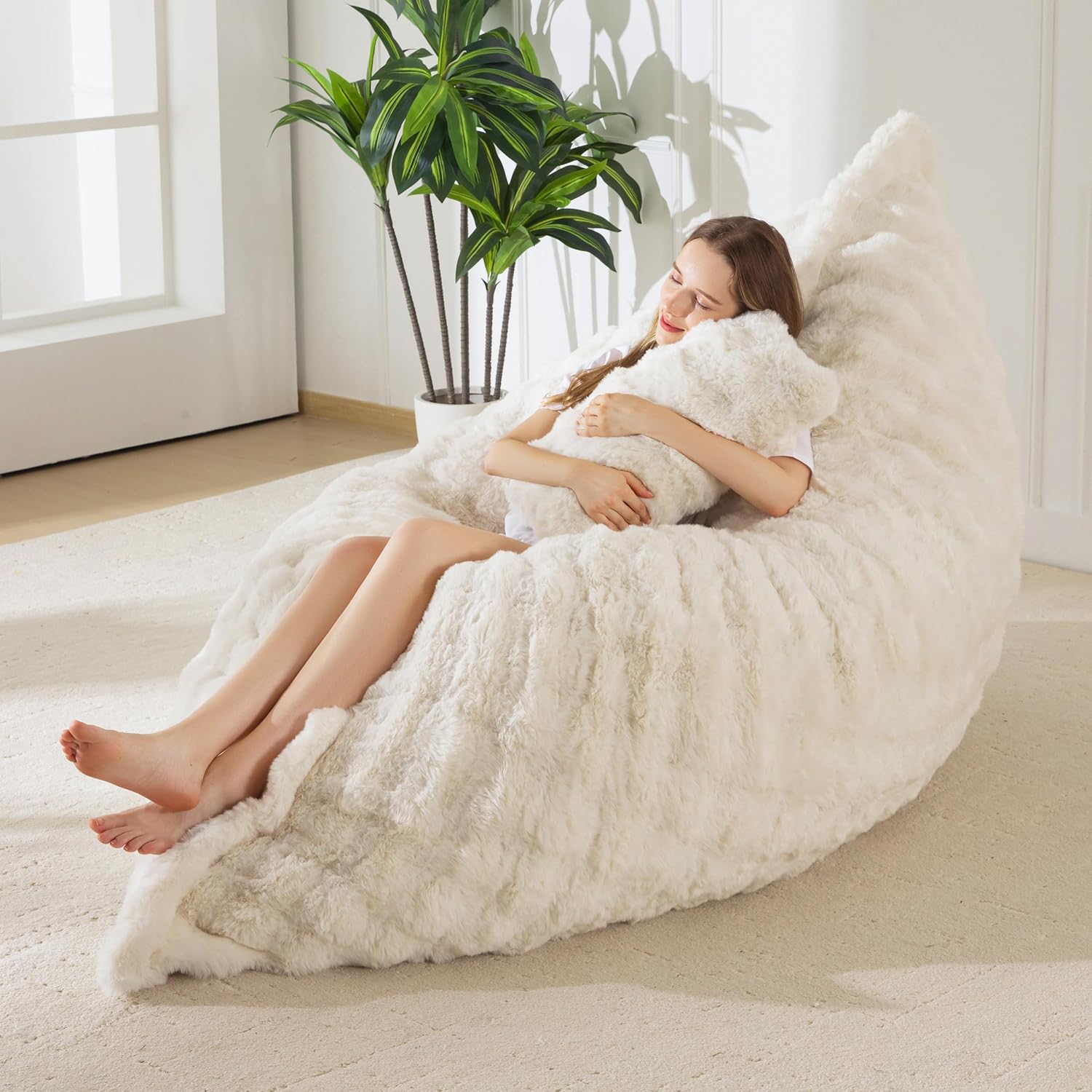 Giant Bean Bag Chair with Pillow, 3 in 1 Convertible Bean Bag Chair - Image 3
