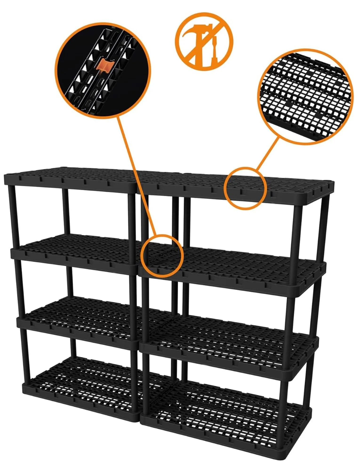 5 Shelf Knect-A-Shelf Ventilated Extra Heavy Duty Storage Unit Organizer System for Home, Garage, Basement, and Laundry, Black - Image 14