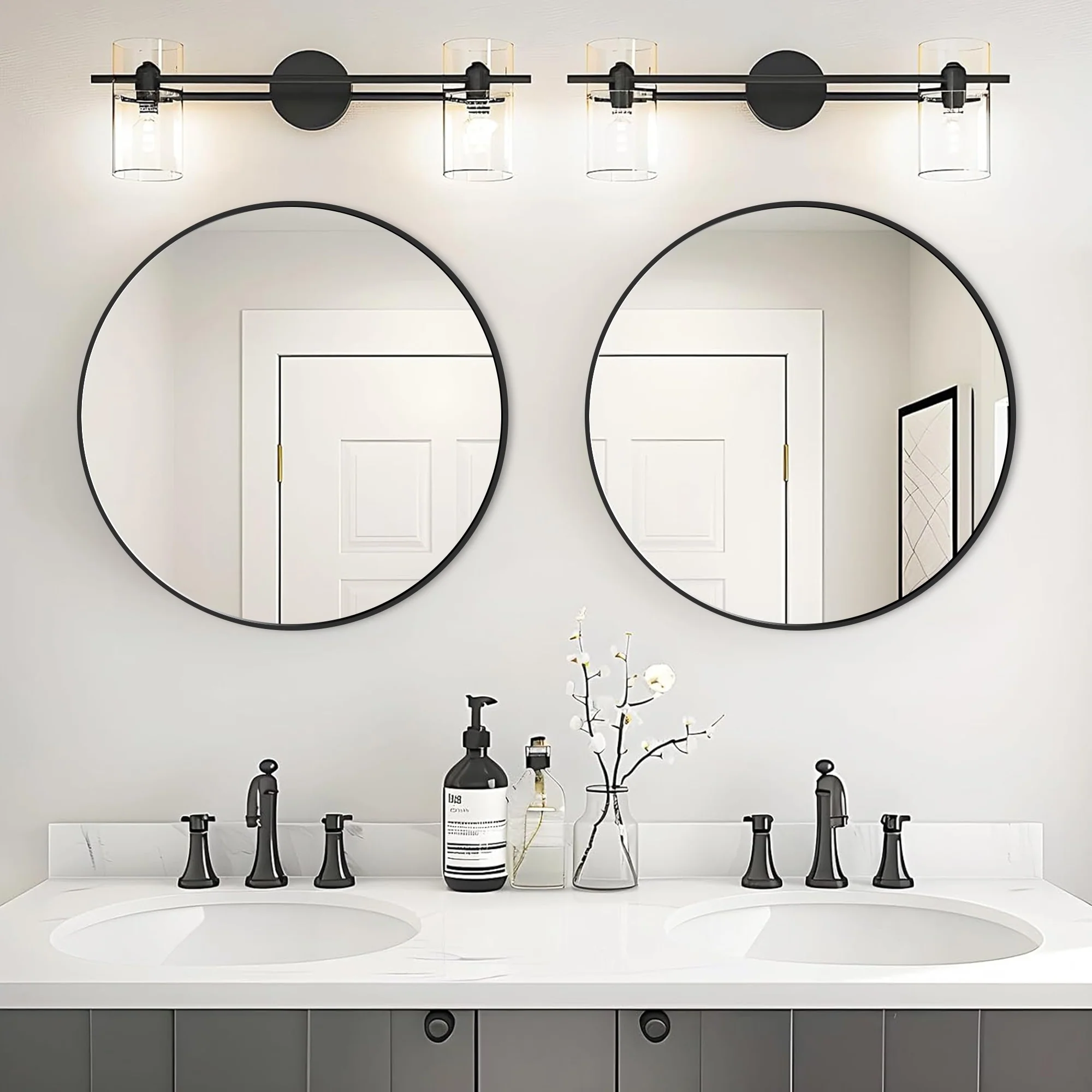 Modern Round Bathroom Vanity Mirror, Wall Mounted Circular Mirror for Bathroom, Bedroom and Home Decor - Image 3