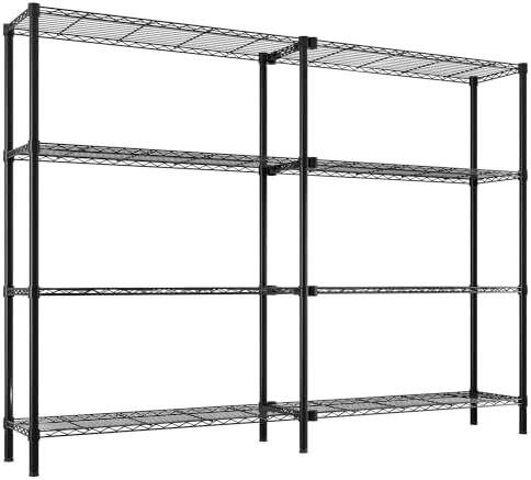 Tier Storage Shelves Standing Shelf Units NSF Wire Garage Organizer Heavy Duty Garage Shelving Unit L Shaped Clothes Rack for Corner Laundry Bathroom Kitchen Pantry Closet (Black, 4 Tire) - Image 4