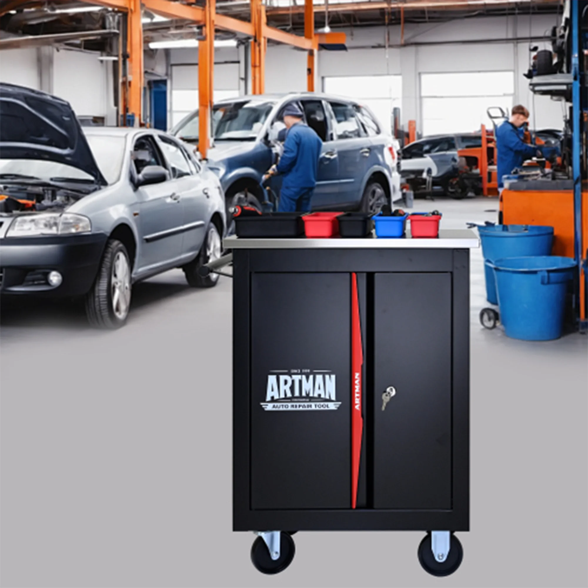 ARTMAN 6 Drawers Metal Rolling Storage Tool Chest Cabinet Cart with Wheels,with Key Locking and Parking Brake, Tool Box for Garage Workshop Warehouse - Image 40