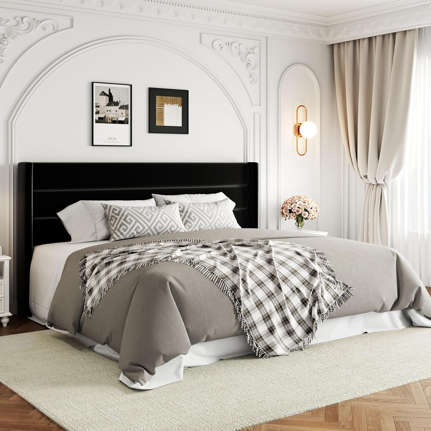 Queen Size Lift Up Storage Bed with Wingback Headboard, Upholstered Platform Bed Frame with Hidden Storage - Image 142
