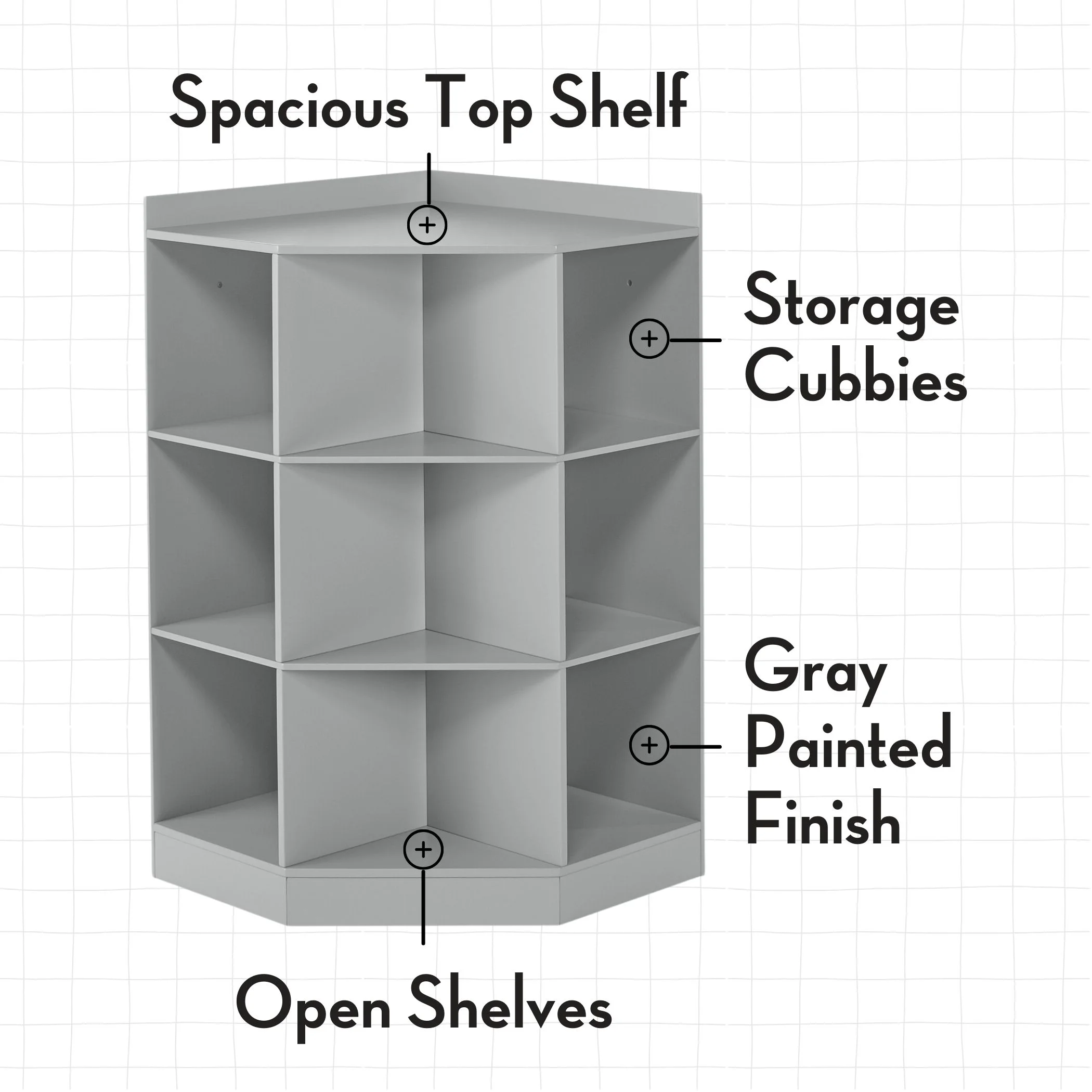 RiverRidge Kids Corner Playroom Cabinet with 6 Toy Storage Cubbies and 3 Shelves - White - Image 12