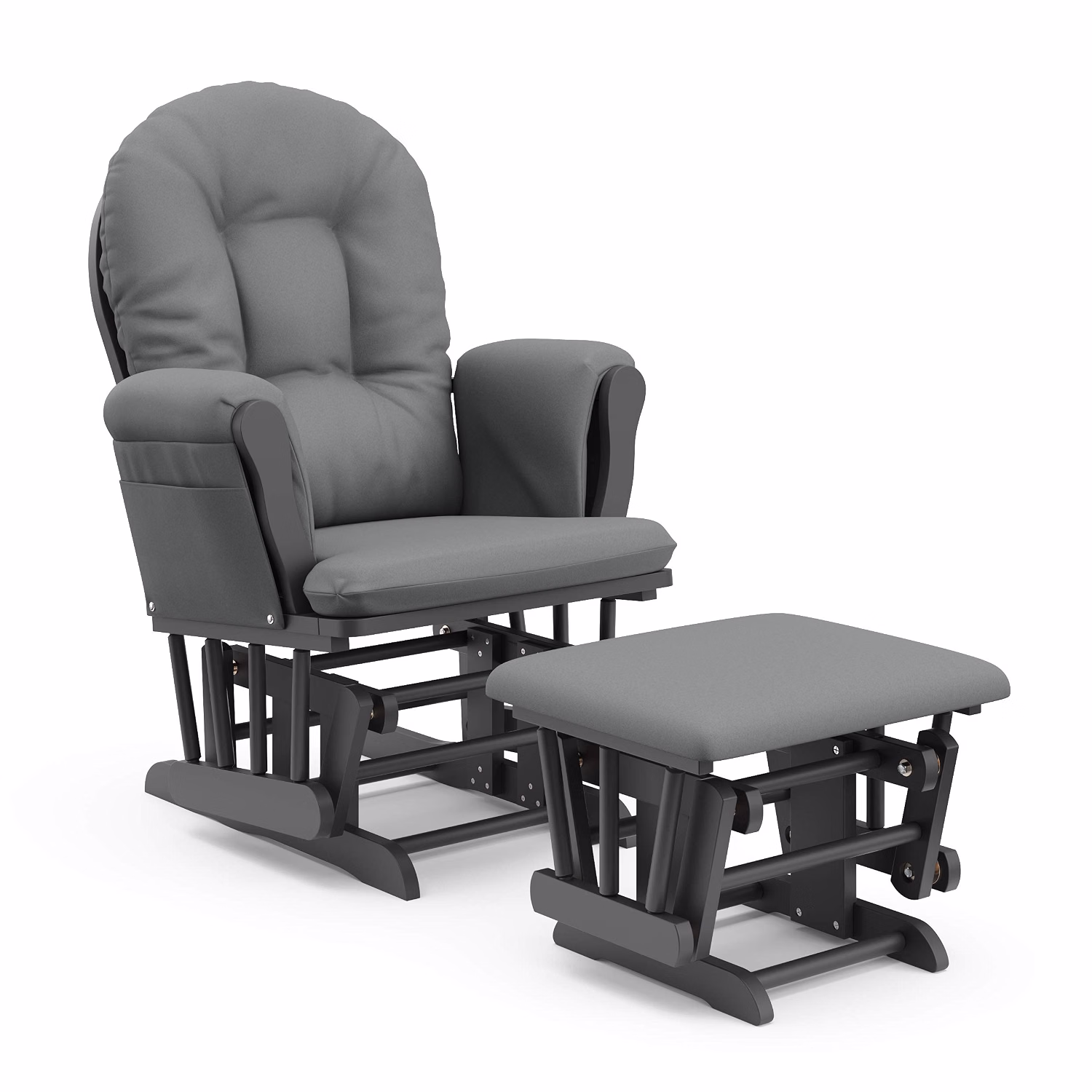 Premium Hoop Glider & Ottoman, Espresso/Gray - Image 5