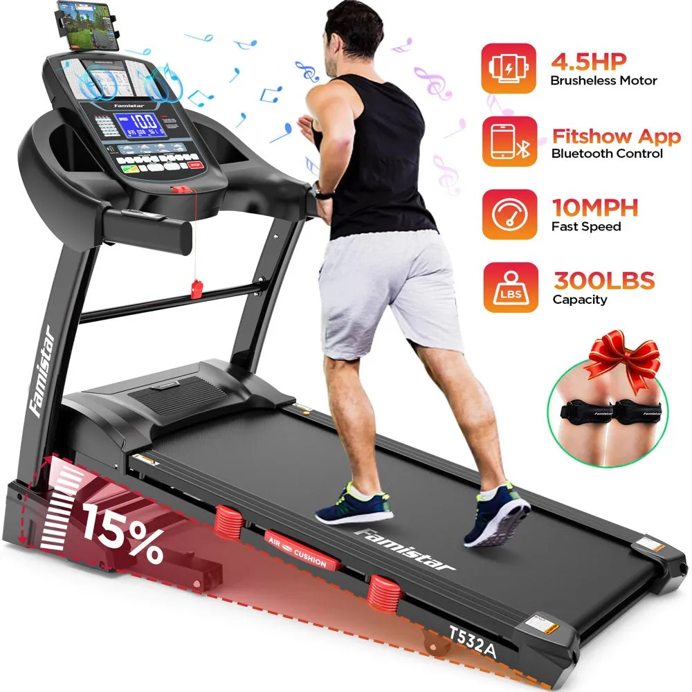 Folding Treadmill for Home with 15 Levels Auto Incline, 300LB Capcity, 10MPH Fast Speed Controls - Image 2