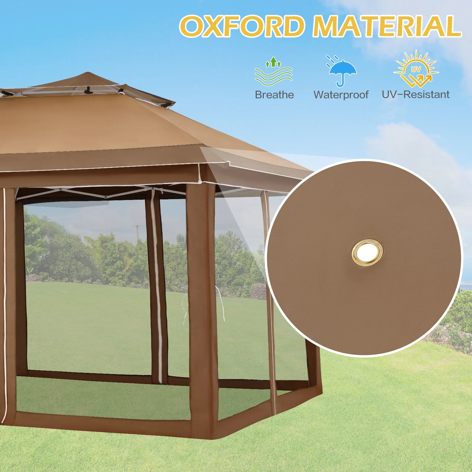 AVAWING 12x12 ft Outdoor Pop-up Canopy Party Tent Easy Setup Patio Wedding Tent, Khaki - Image 98