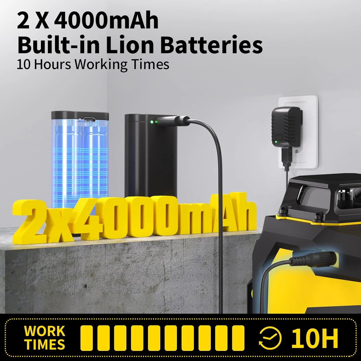 Laser Level, IKOVWUK 3x360- Cross Line Laser for Construction and Picture Hanging, 12 Green Lasers with Self-leveling, 65 ft Vertical & Horizontal Line, Level Tool with 5200 mAh Rechargeable Battery - Image 14