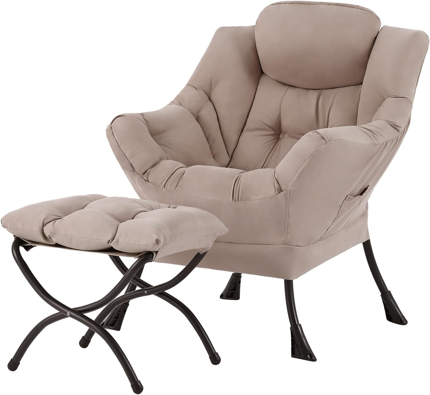 Lazy Chair with Ottoman, Reading Chair with Footrest, Jet Black - Image 29