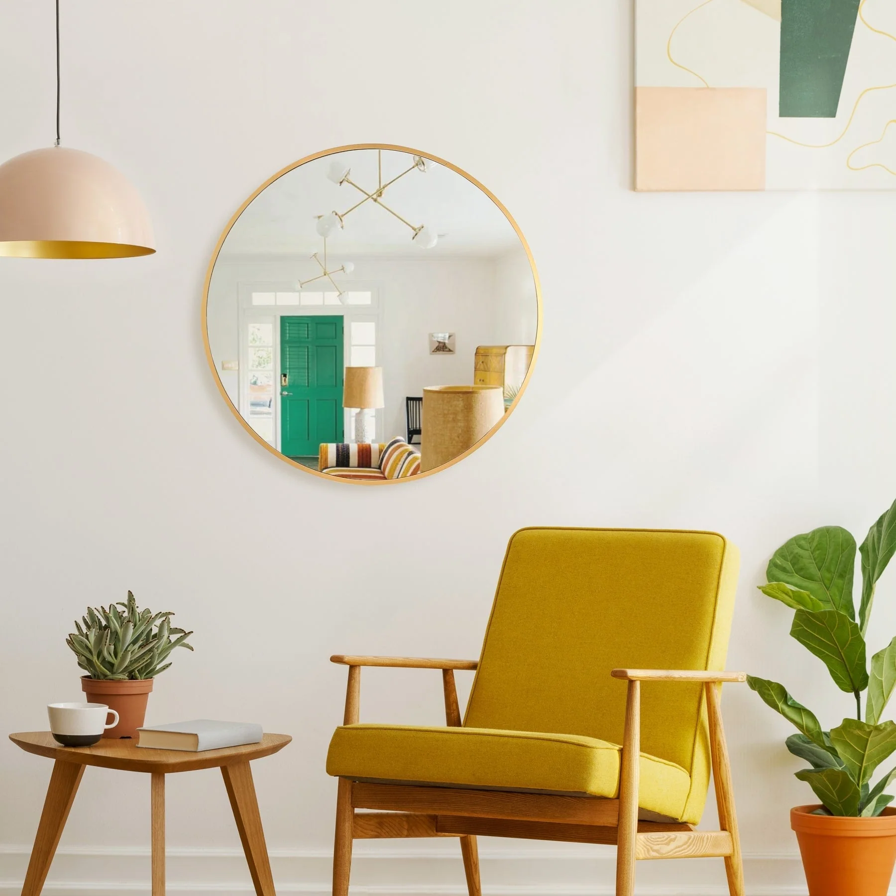 Modern Round Aluminum Wall Mirror, Decorative Circular Metal Frame Mirror for Living Room, Bedroom and Entryway - Image 5