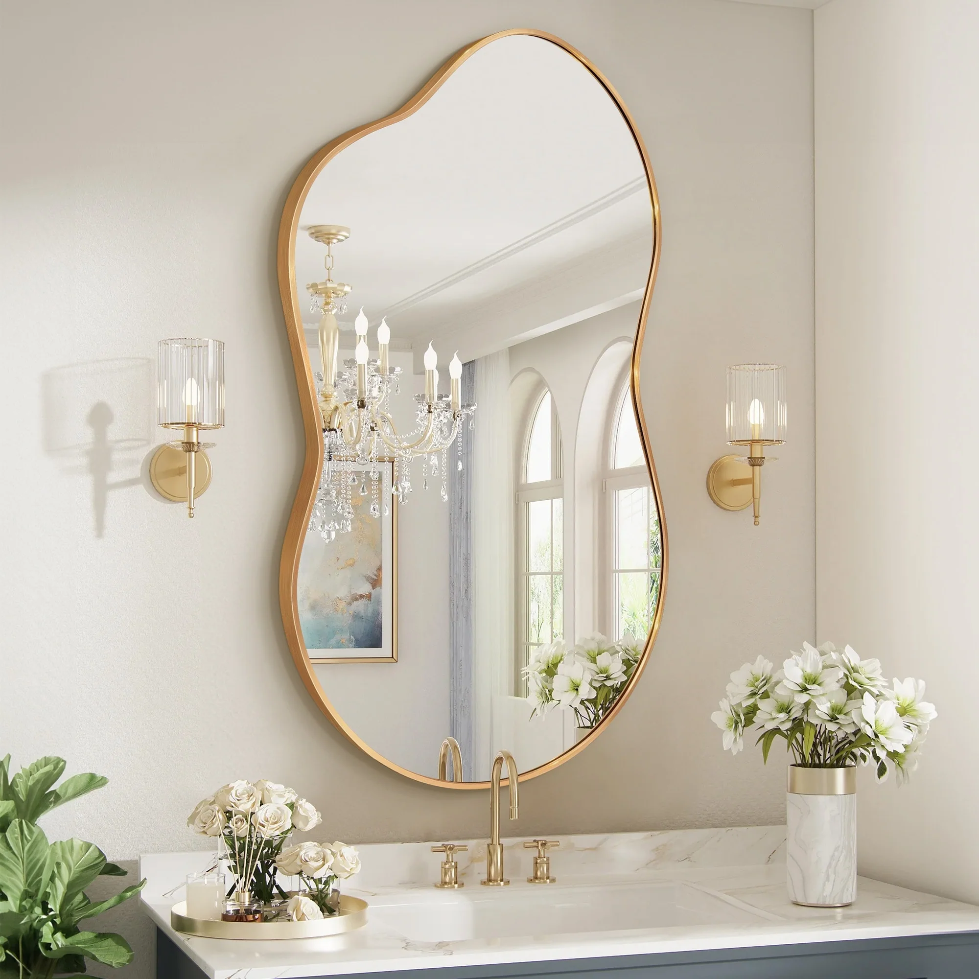 Asymmetrical Irregular Wall Mirror, Modern Decorative Accent Mirror for Living Room, Bedroom and Entryway - Image 2
