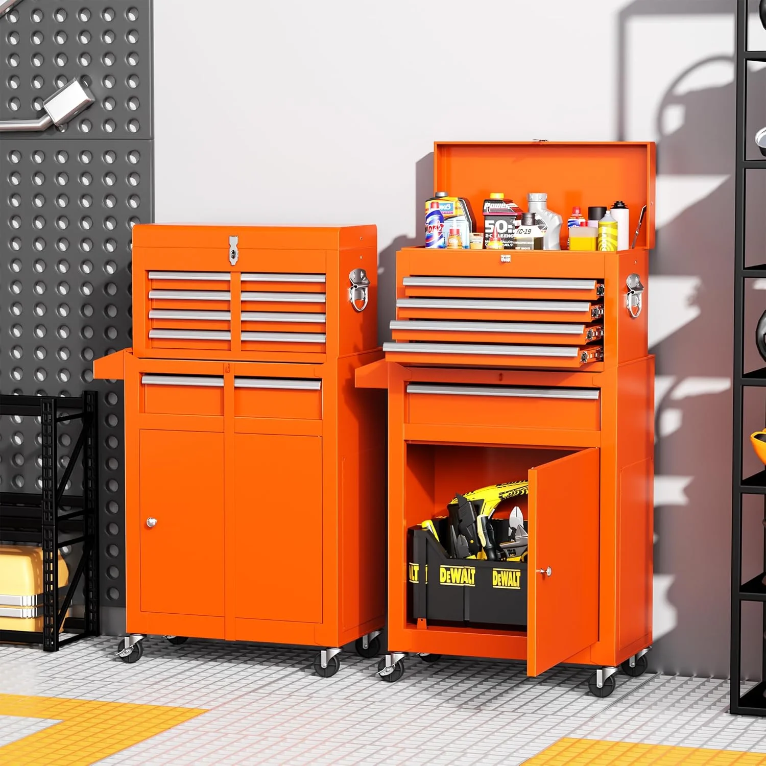 SUNCROWN 2-IN-1 Tool Chest, 8-Drawer Rolling Tool Chest with Hooks and Lockable Wheels,Metal Storage Detachable Top Tool Box with Lockable Wheels for Garage, Workshop, Art Studio(Black) - Image 41