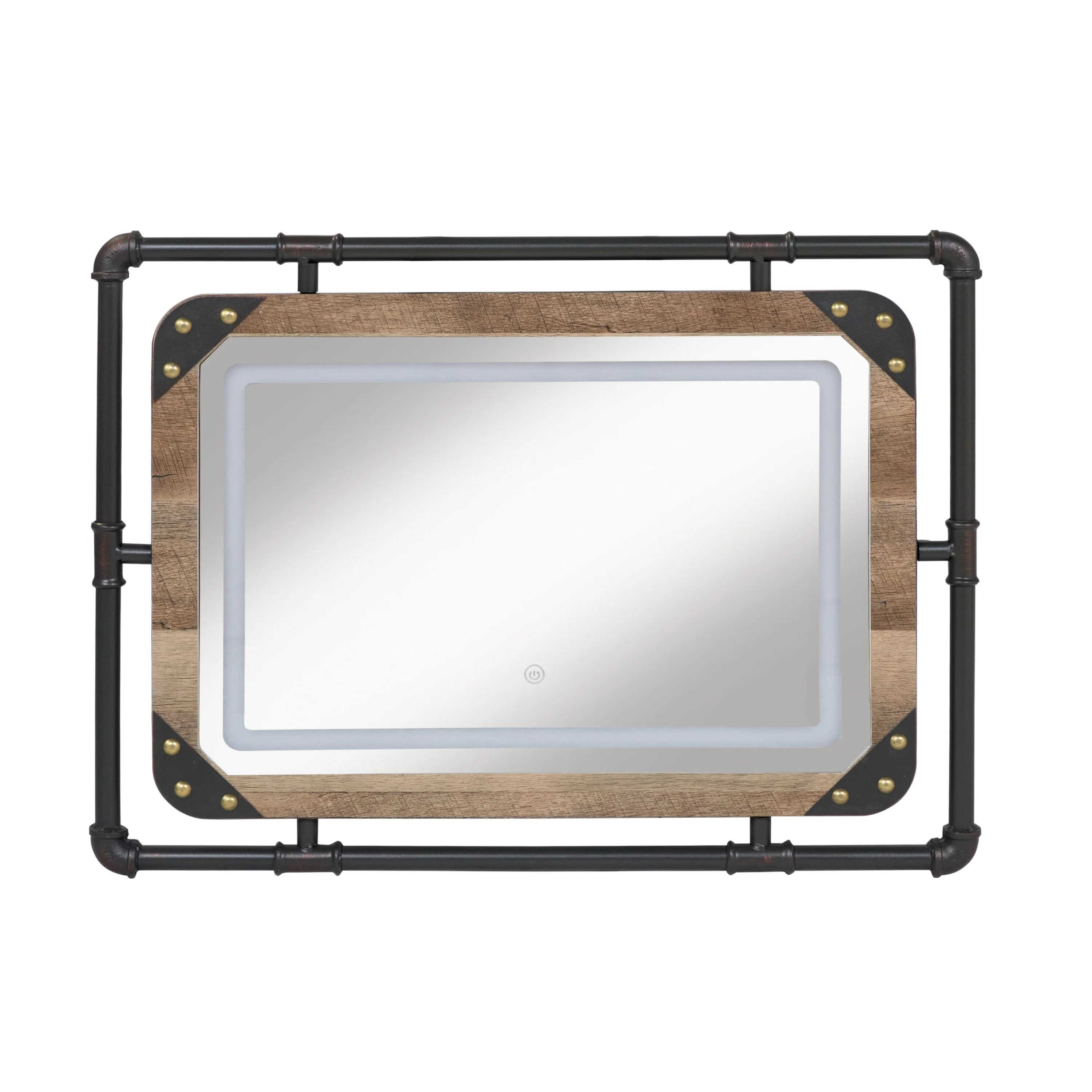 Industrial Metal Wall Mirror with LED Lights, Modern Decorative Mirror for Home - Image 7