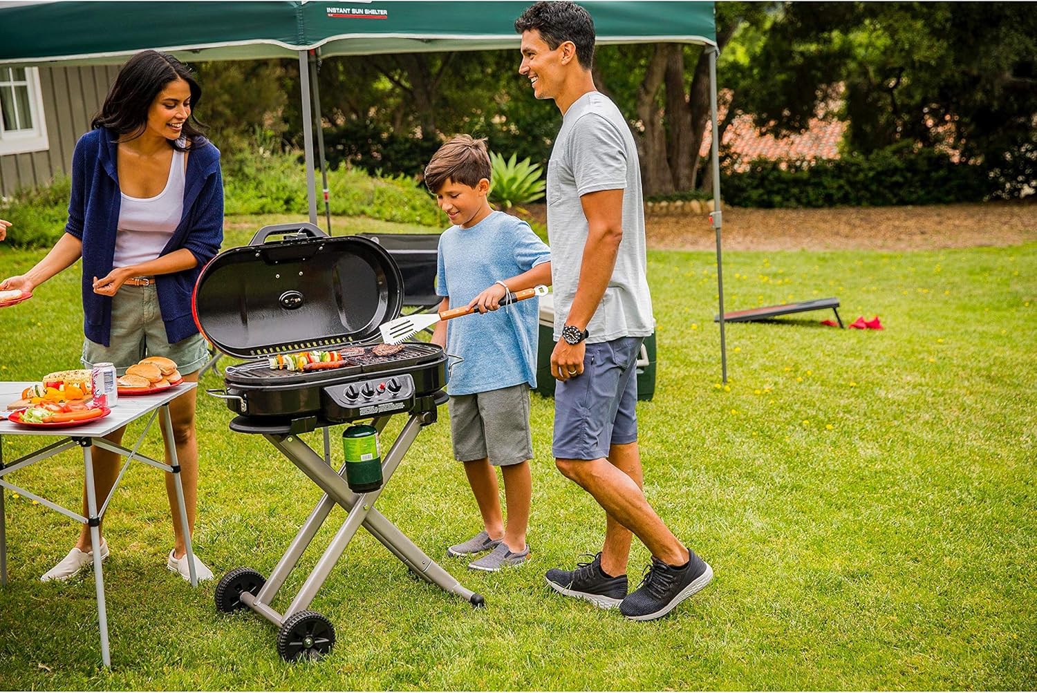Portable Stand-Up Propane Grill with 3 Adjustable Burners& Instastart Ignition, 20,000 BTUs of Power for Outdoor Cooking - Image 8