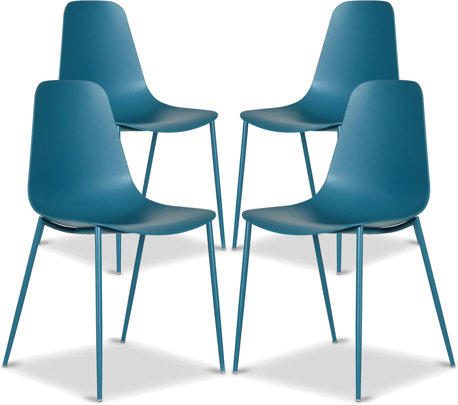 Isla Modern Kitchen Chairs Set of 4, Plastic Dining Chair with Metal Legs, Quick Assembly Simple Cafe Chairs Plastic for Indoor or Outdoor, Ocean Teal - Image 12