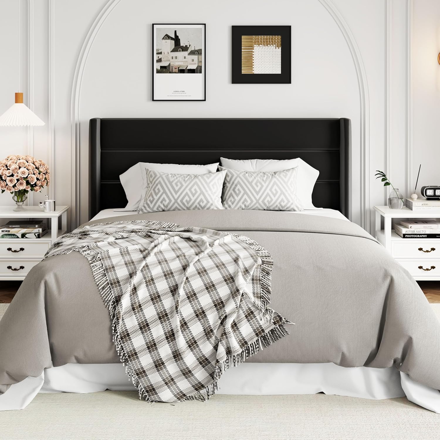 Queen Size Lift Up Storage Bed with Wingback Headboard, Upholstered Platform Bed Frame with Hidden Storage - Image 180